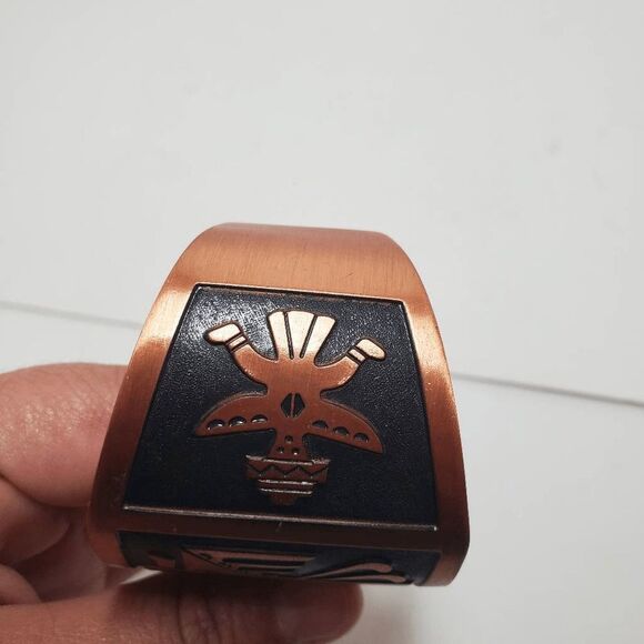 VTG Solid Copper Stamped Thunderbird Cuff Bracelet Native American Inspired - Picture 9 of 9